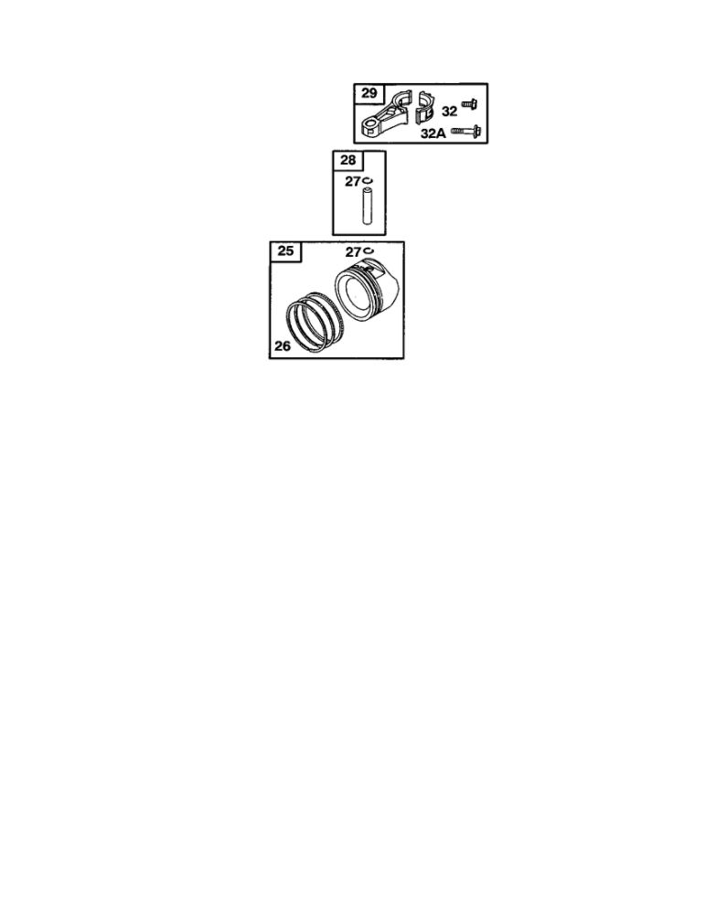 Piston/Ring Set Diagram and Parts List for 120600-120699 0100-0110-0111 Briggs and Stratton Engine